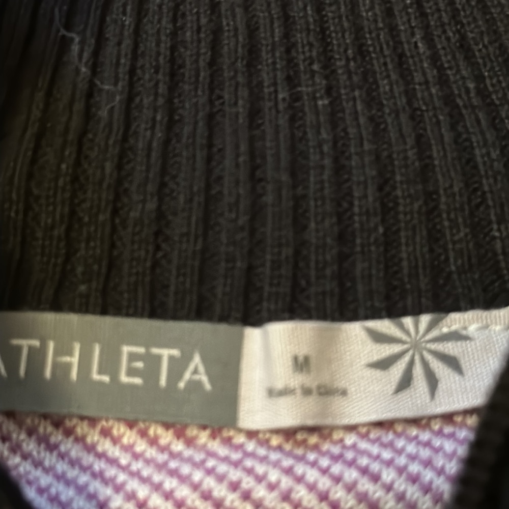 Athleta zip front black, gray, and purple sweater size M - Picture 6 of 14